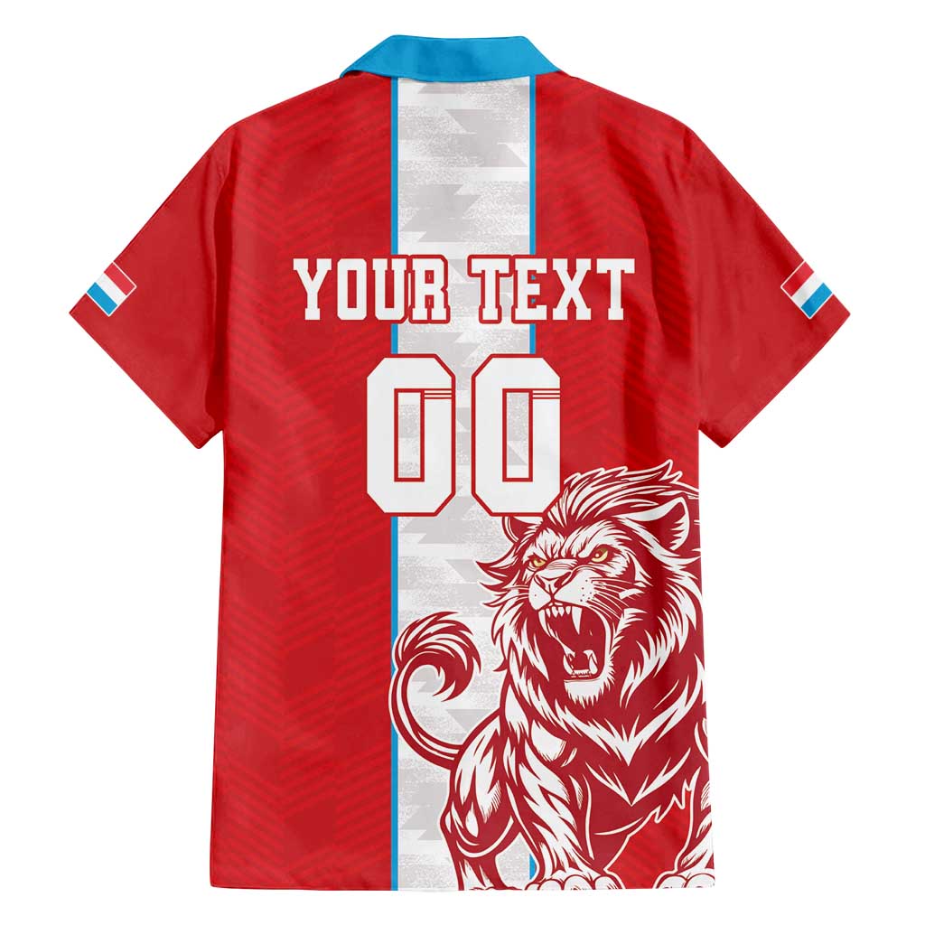 Custom Luxembourg Football Family Matching Long Sleeve Bodycon Dress and Hawaiian Shirt Les Lions Rouges - Wonder Print Shop