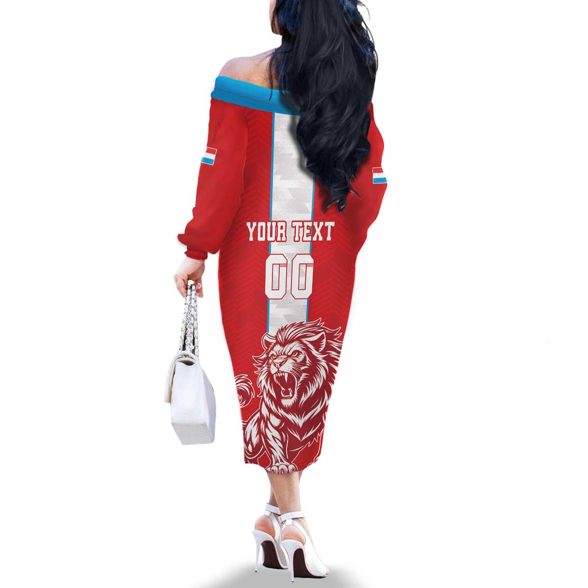 Custom Luxembourg Football Family Matching Off The Shoulder Long Sleeve Dress and Hawaiian Shirt Les Lions Rouges - Wonder Print Shop