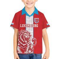 Custom Luxembourg Football Family Matching Off Shoulder Maxi Dress and Hawaiian Shirt Les Lions Rouges - Wonder Print Shop