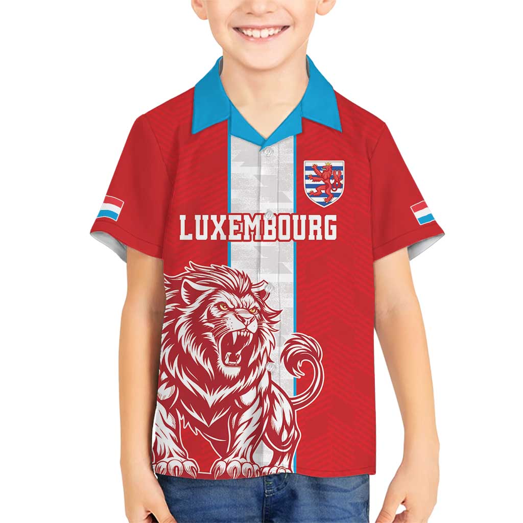 Custom Luxembourg Football Family Matching Off Shoulder Short Dress and Hawaiian Shirt Les Lions Rouges - Wonder Print Shop