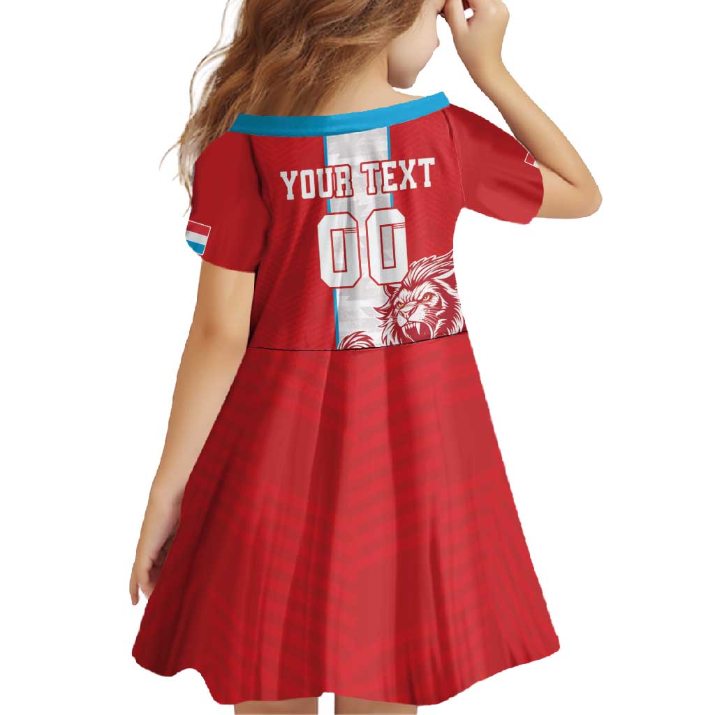 Custom Luxembourg Football Family Matching Short Sleeve Bodycon Dress and Hawaiian Shirt Les Lions Rouges - Wonder Print Shop