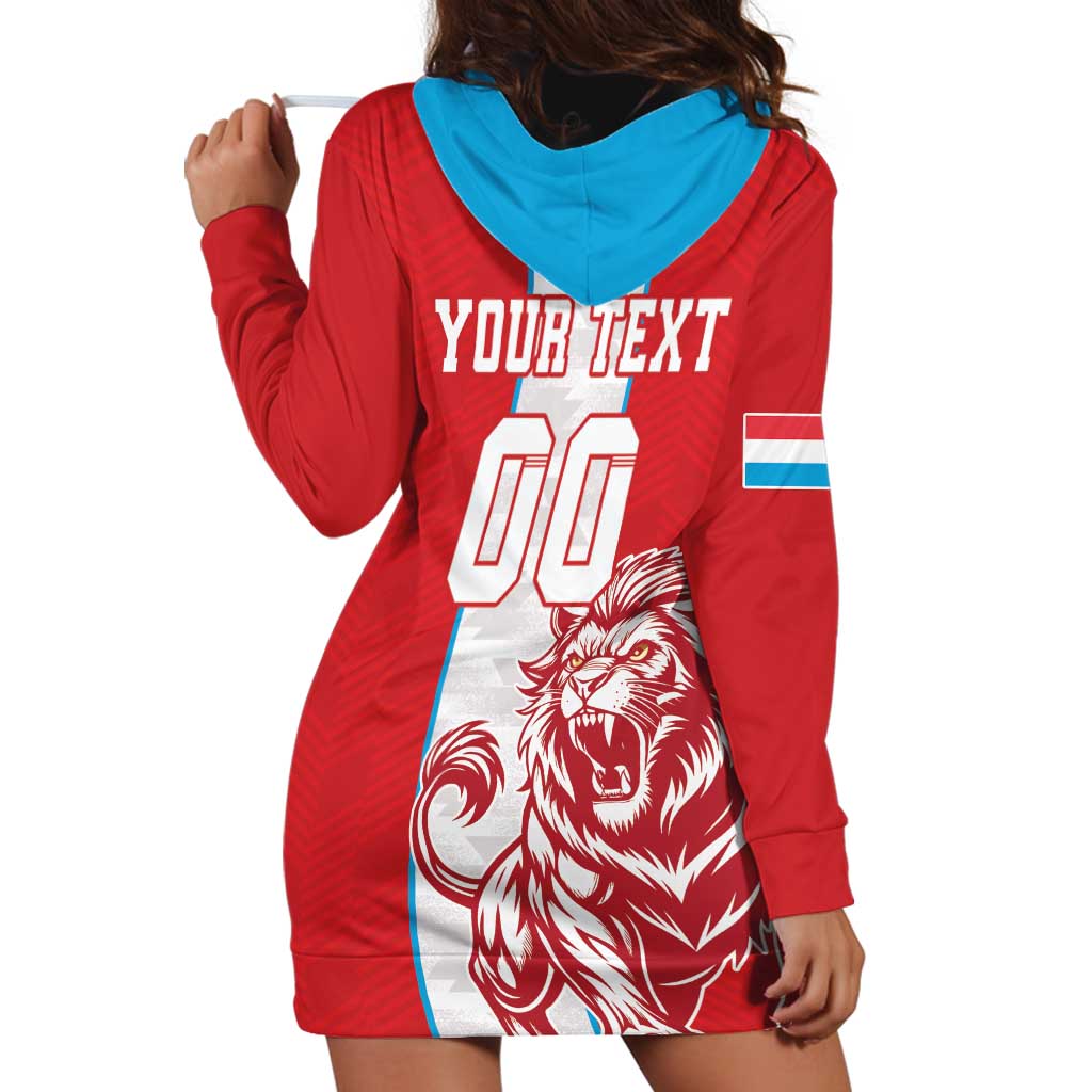 Custom Luxembourg Football Hoodie Dress Les Lions Rouges - Wonder Print Shop