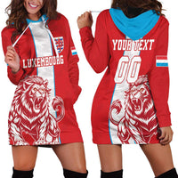 Custom Luxembourg Football Hoodie Dress Les Lions Rouges - Wonder Print Shop