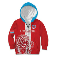Custom Luxembourg Football Kid Hoodie Les Lions Rouges - Wonder Print Shop