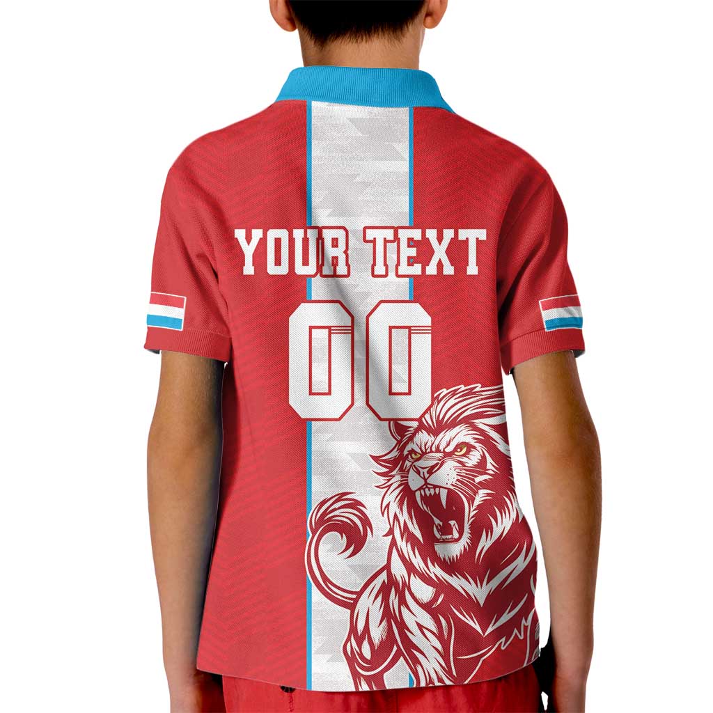 Custom Luxembourg Football Kid Polo Shirt Les Lions Rouges - Wonder Print Shop