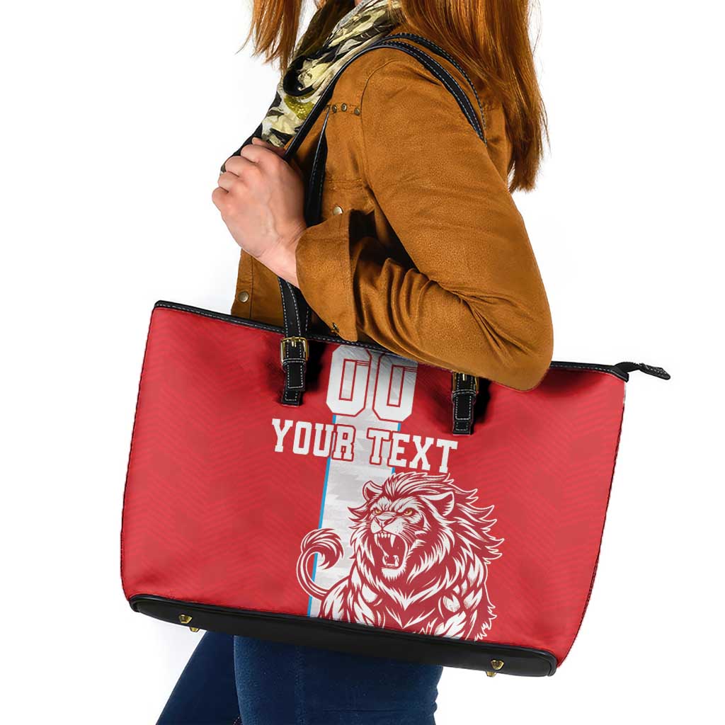 Custom Luxembourg Football Leather Tote Bag Les Lions Rouges - Wonder Print Shop