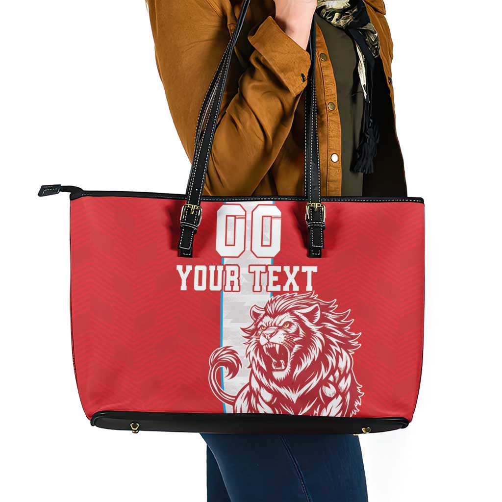 Custom Luxembourg Football Leather Tote Bag Les Lions Rouges - Wonder Print Shop