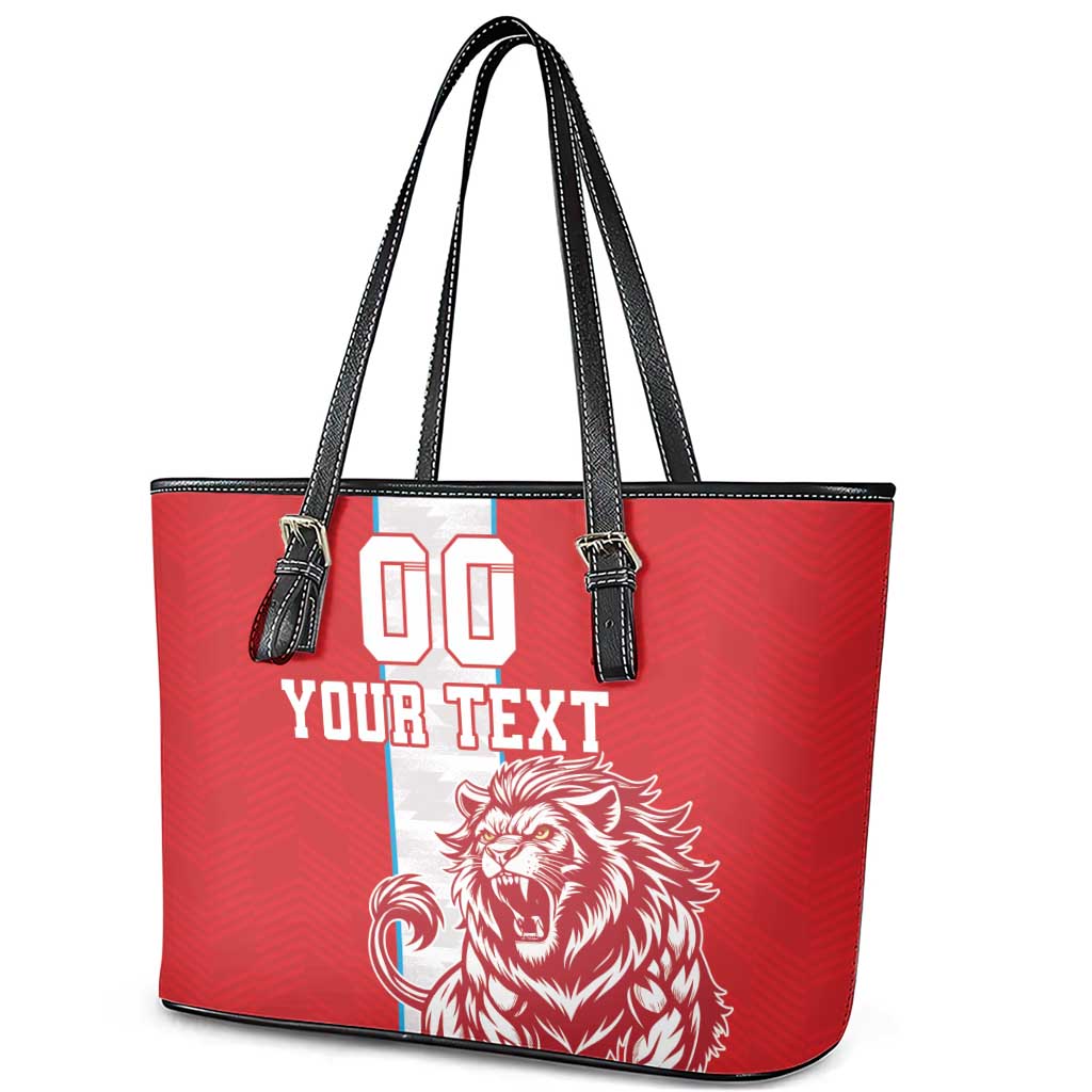 Custom Luxembourg Football Leather Tote Bag Les Lions Rouges - Wonder Print Shop