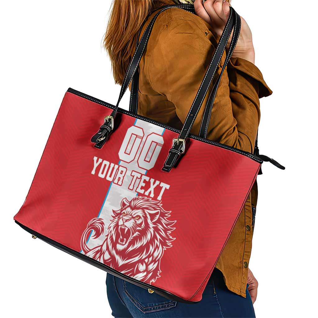 Custom Luxembourg Football Leather Tote Bag Les Lions Rouges - Wonder Print Shop