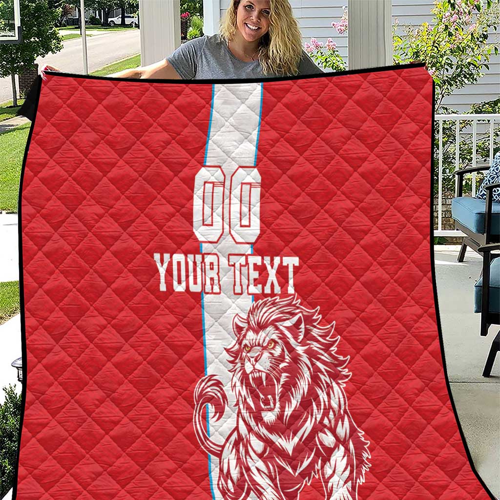 Custom Luxembourg Football Quilt Les Lions Rouges - Wonder Print Shop