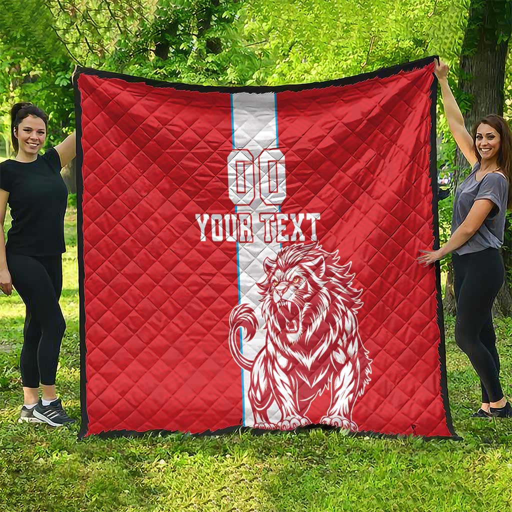Custom Luxembourg Football Quilt Les Lions Rouges - Wonder Print Shop