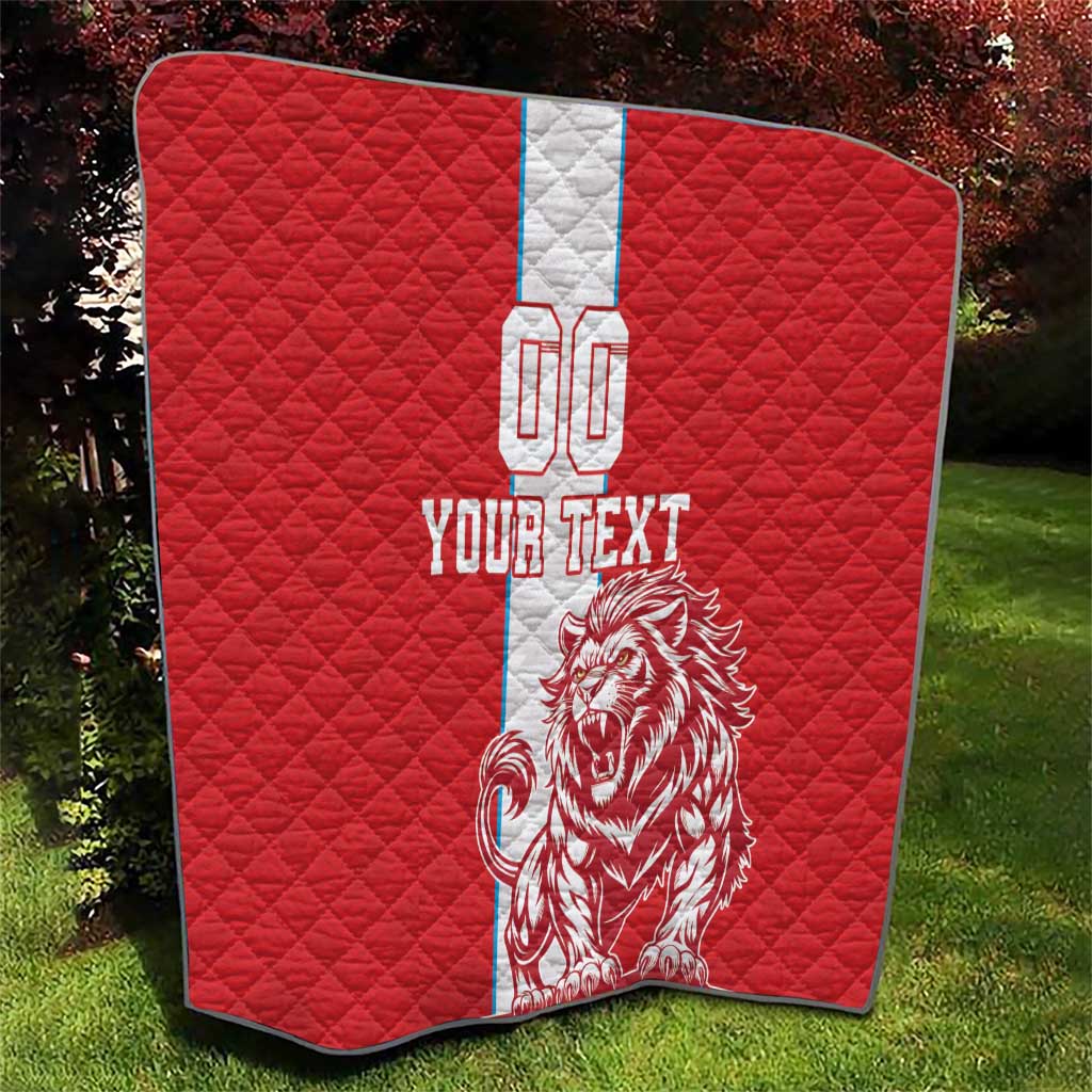 Custom Luxembourg Football Quilt Les Lions Rouges - Wonder Print Shop