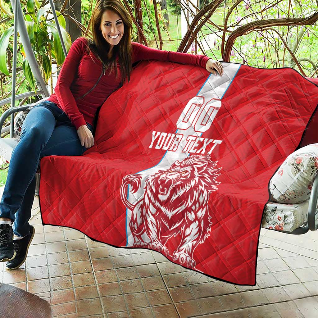 Custom Luxembourg Football Quilt Les Lions Rouges - Wonder Print Shop