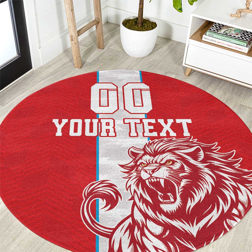 Custom Luxembourg Football Round Carpet Les Lions Rouges