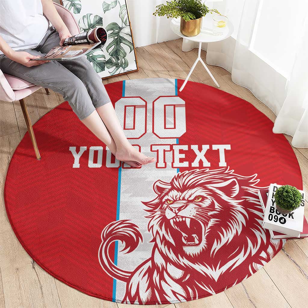 Custom Luxembourg Football Round Carpet Les Lions Rouges