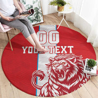 Custom Luxembourg Football Round Carpet Les Lions Rouges