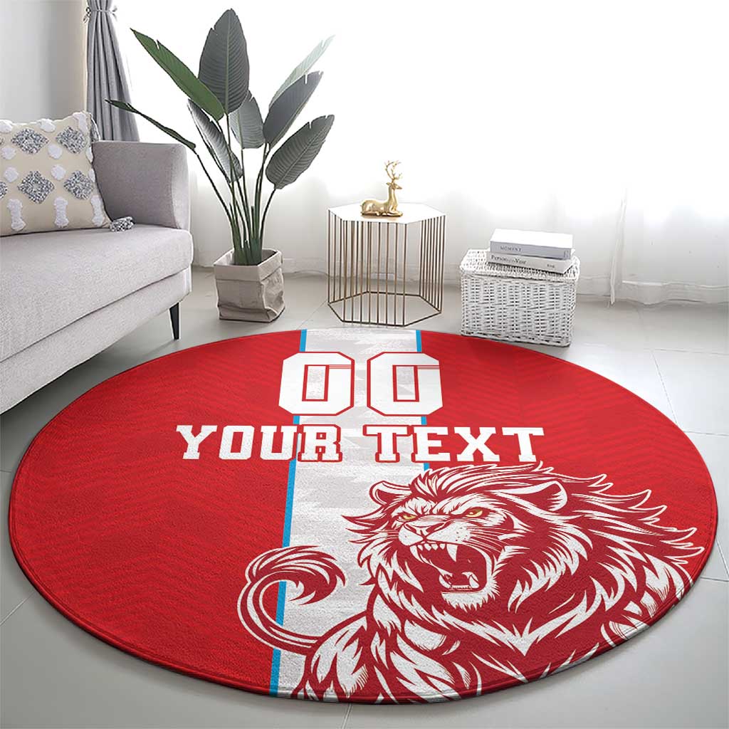 Custom Luxembourg Football Round Carpet Les Lions Rouges