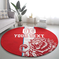 Custom Luxembourg Football Round Carpet Les Lions Rouges