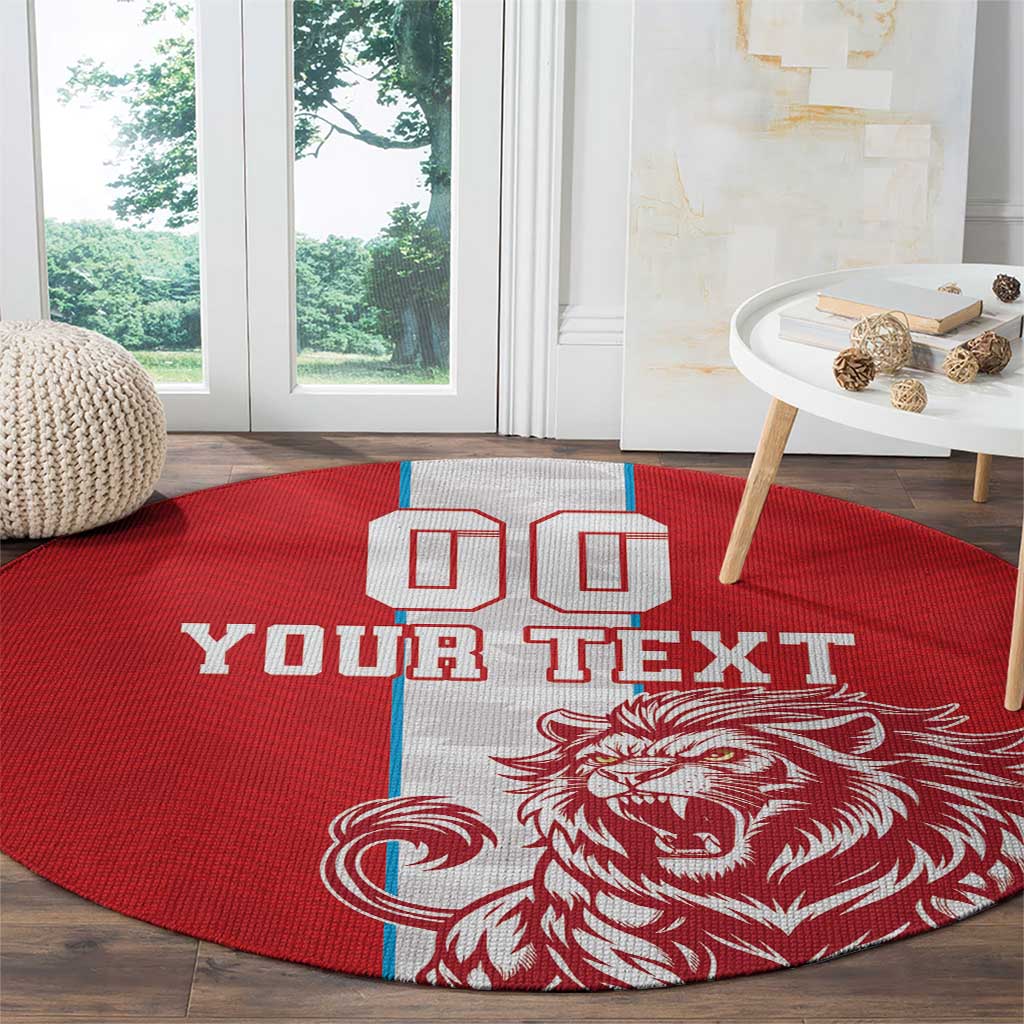 Custom Luxembourg Football Round Carpet Les Lions Rouges