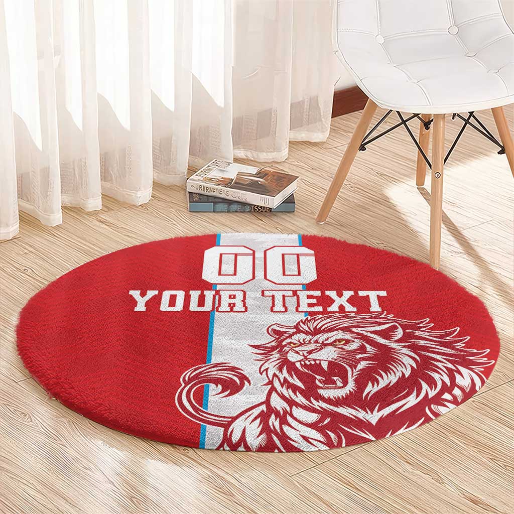 Custom Luxembourg Football Round Carpet Les Lions Rouges