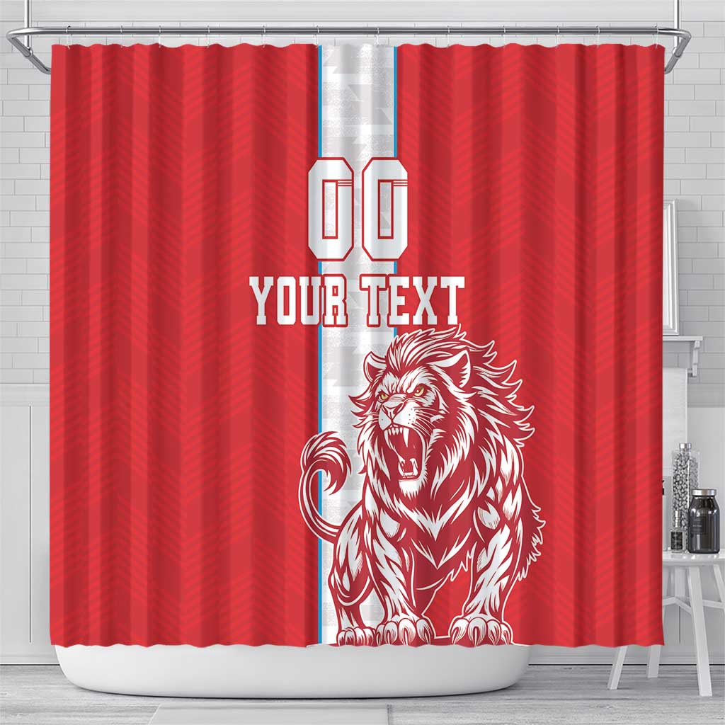 Custom Luxembourg Football Shower Curtain Les Lions Rouges