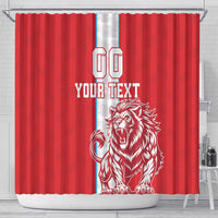 Custom Luxembourg Football Shower Curtain Les Lions Rouges