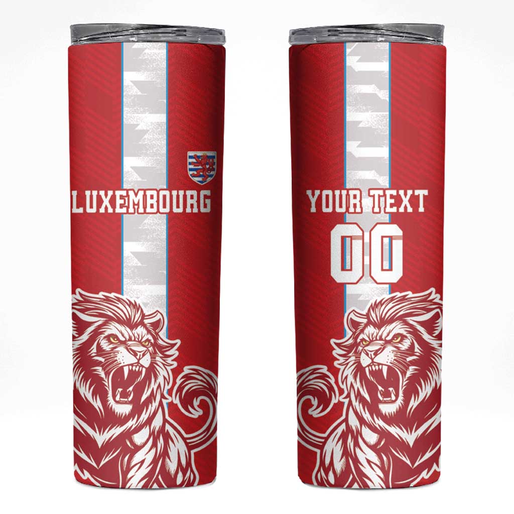 Custom Luxembourg Football Skinny Tumbler Les Lions Rouges - Wonder Print Shop