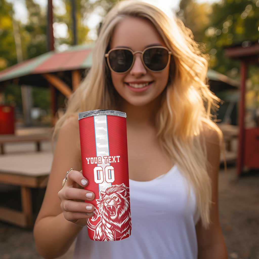 Custom Luxembourg Football Skinny Tumbler Les Lions Rouges - Wonder Print Shop