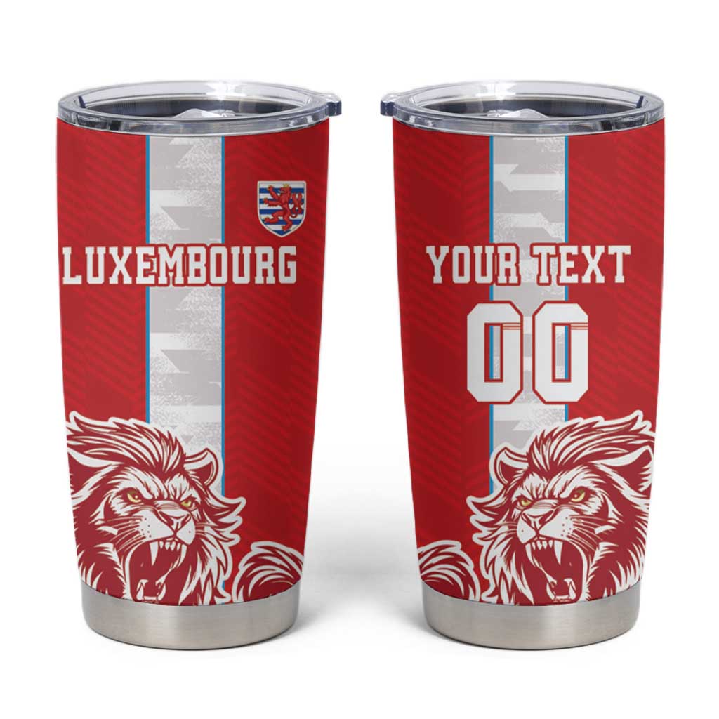 Custom Luxembourg Football Tumbler Cup Les Lions Rouges - Wonder Print Shop