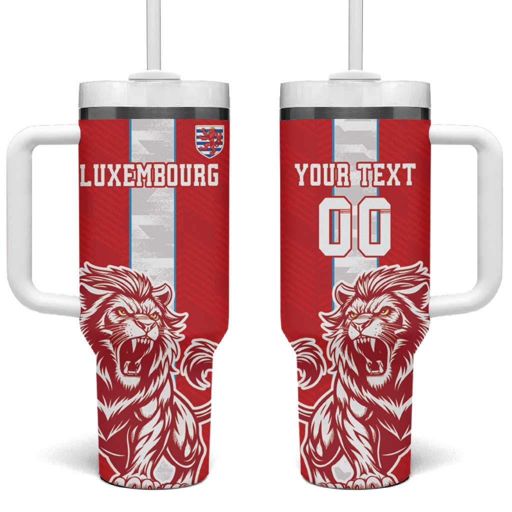 Custom Luxembourg Football Tumbler With Handle Les Lions Rouges - Wonder Print Shop