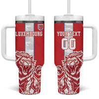 Custom Luxembourg Football Tumbler With Handle Les Lions Rouges - Wonder Print Shop