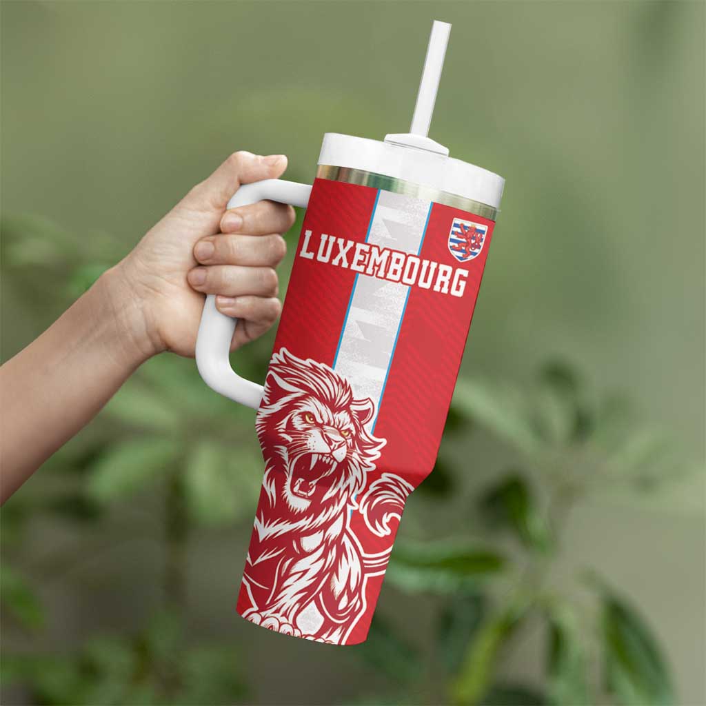 Custom Luxembourg Football Tumbler With Handle Les Lions Rouges - Wonder Print Shop