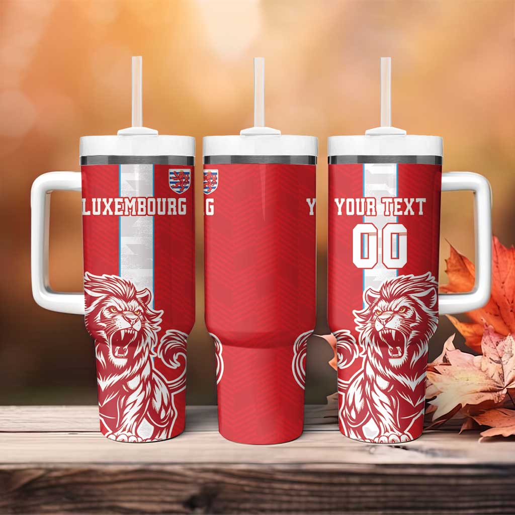 Custom Luxembourg Football Tumbler With Handle Les Lions Rouges - Wonder Print Shop