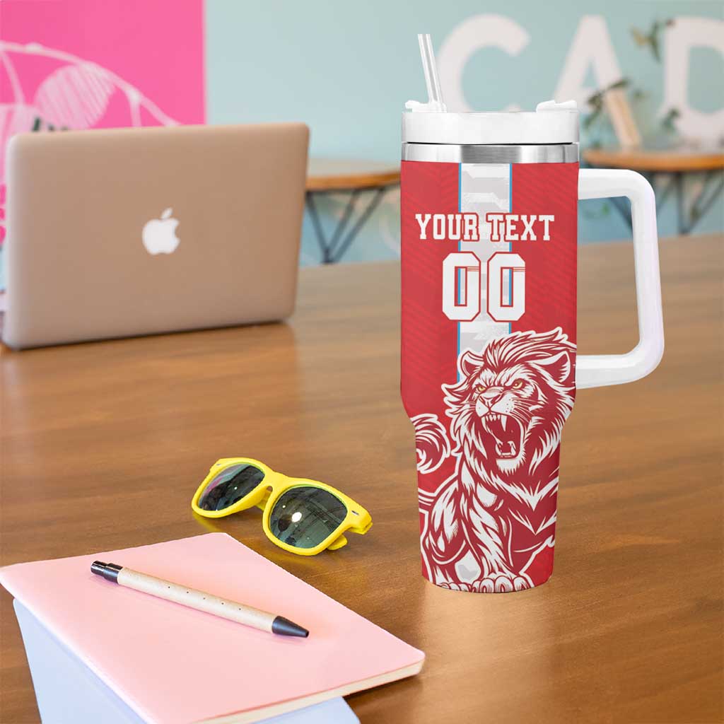 Custom Luxembourg Football Tumbler With Handle Les Lions Rouges - Wonder Print Shop