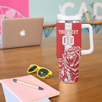Custom Luxembourg Football Tumbler With Handle Les Lions Rouges - Wonder Print Shop