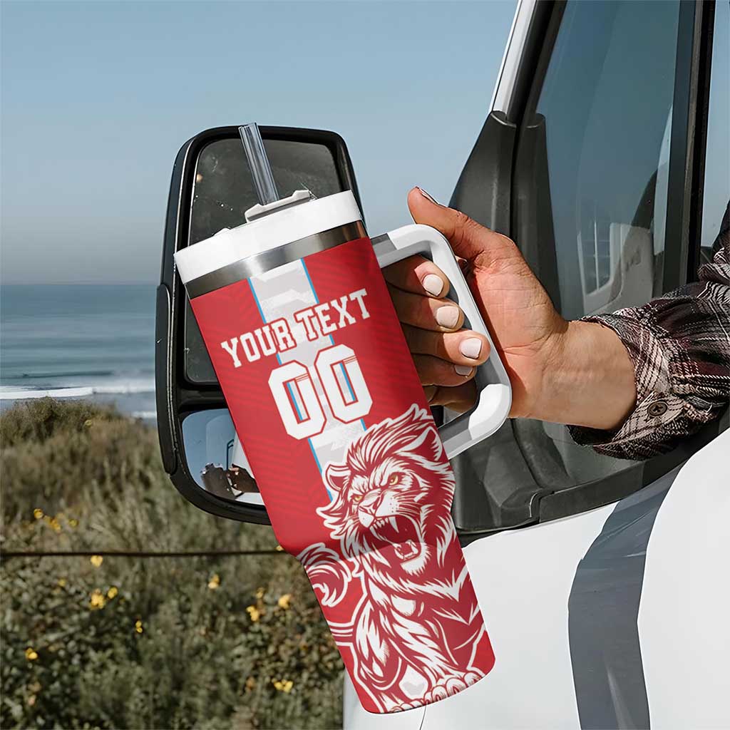 Custom Luxembourg Football Tumbler With Handle Les Lions Rouges - Wonder Print Shop