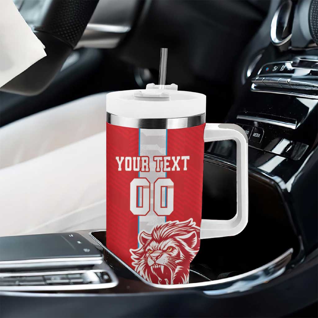 Custom Luxembourg Football Tumbler With Handle Les Lions Rouges - Wonder Print Shop