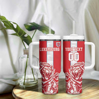 Custom Luxembourg Football Tumbler With Handle Les Lions Rouges - Wonder Print Shop