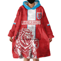 Custom Luxembourg Football Wearable Blanket Hoodie Les Lions Rouges - Wonder Print Shop