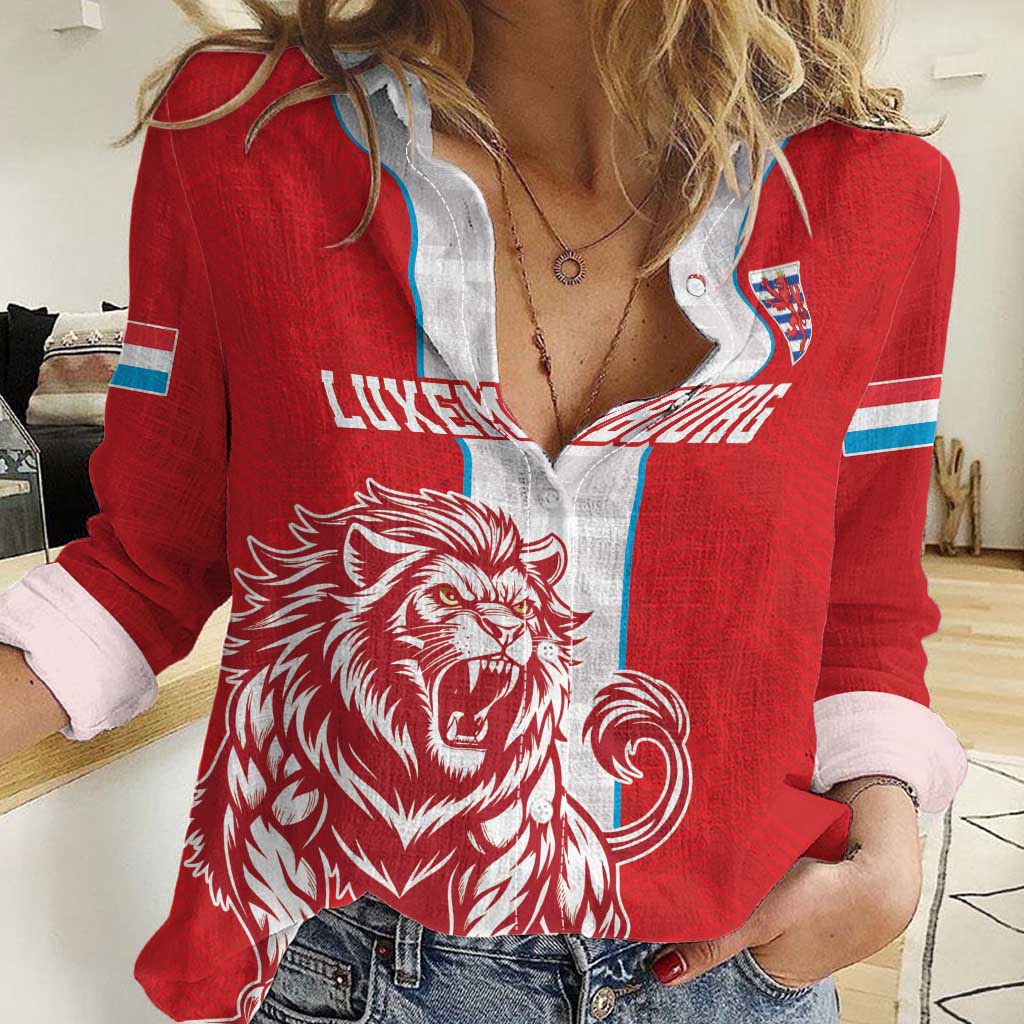 Custom Luxembourg Football Women Casual Shirt Les Lions Rouges - Wonder Print Shop