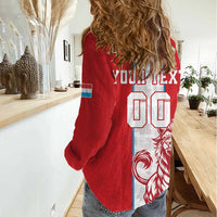 Custom Luxembourg Football Women Casual Shirt Les Lions Rouges - Wonder Print Shop