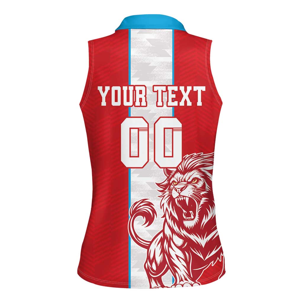 Custom Luxembourg Football Women Sleeveless Polo Shirt Les Lions Rouges - Wonder Print Shop