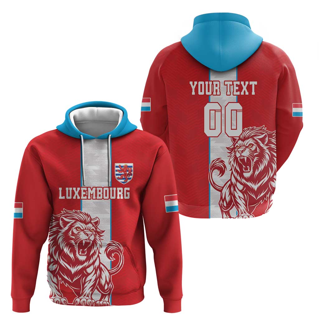 Custom Luxembourg Football Zip Hoodie Les Lions Rouges - Wonder Print Shop