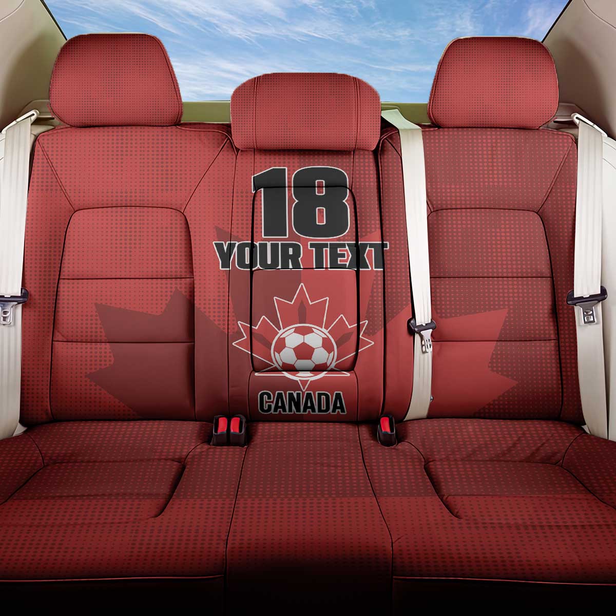 Canada Soccer Maple Leaf Custom Back Car Seat Cover Sporty Style - Wonder Print Shop