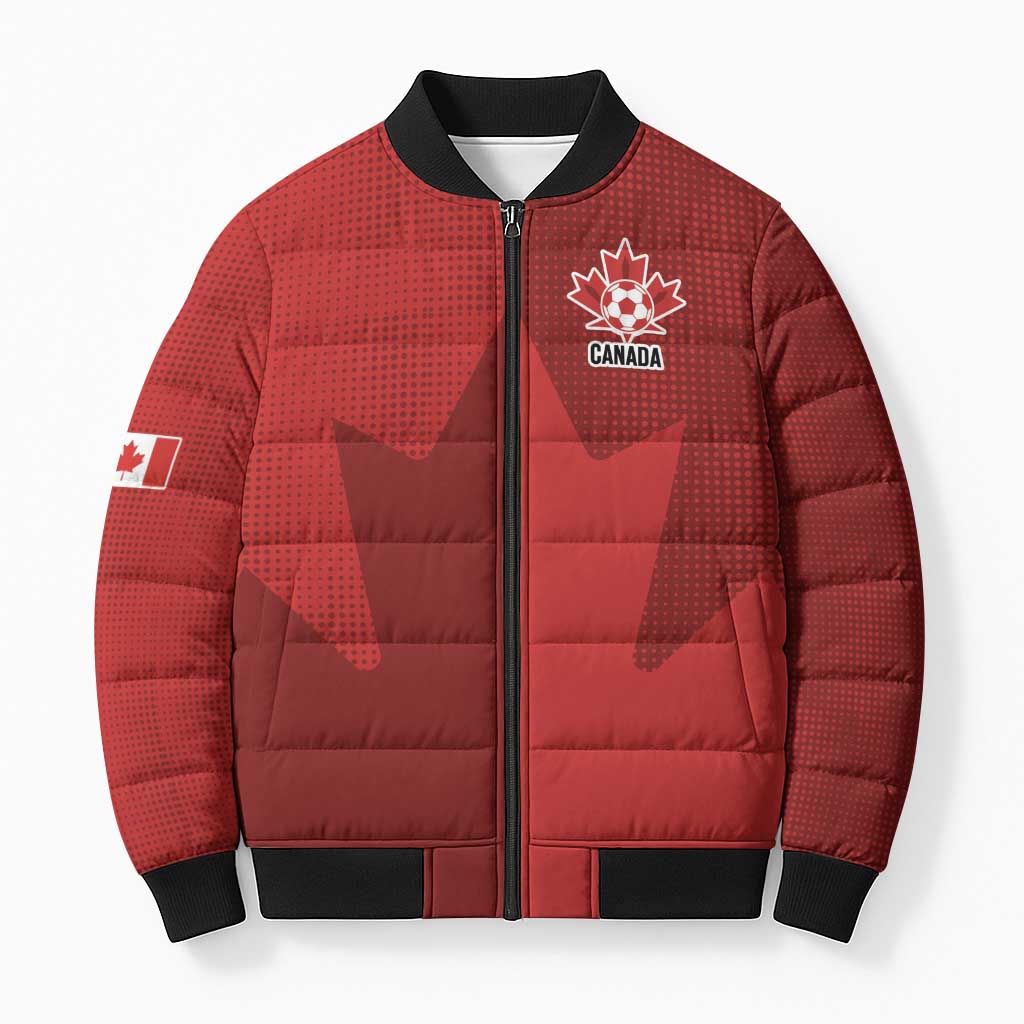 Canada Soccer Maple Leaf Custom Bomber Puffer Jacket Sporty Style - Wonder Print Shop