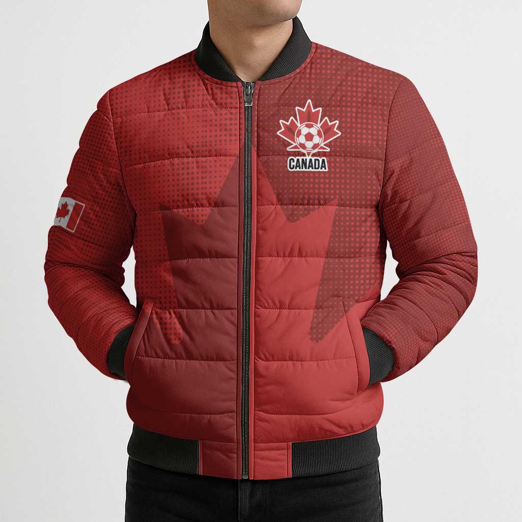 Canada Soccer Maple Leaf Custom Bomber Puffer Jacket Sporty Style - Wonder Print Shop