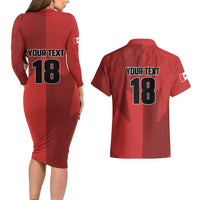 Canada Soccer Maple Leaf Custom Couples Matching Long Sleeve Bodycon Dress and Hawaiian Shirt Sporty Style - Wonder Print Shop
