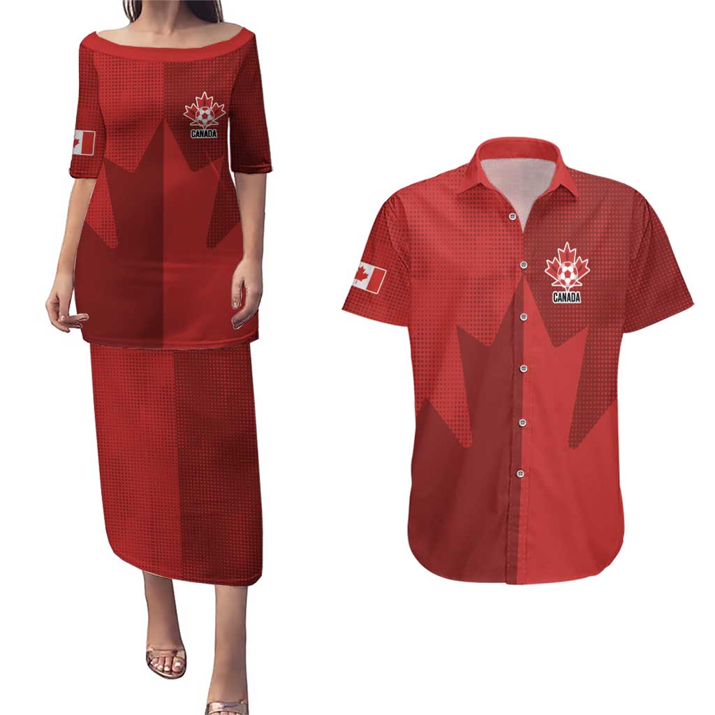 Canada Soccer Maple Leaf Custom Couples Matching Puletasi and Hawaiian Shirt Sporty Style - Wonder Print Shop