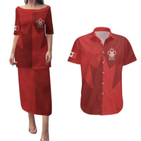 Canada Soccer Maple Leaf Custom Couples Matching Puletasi and Hawaiian Shirt Sporty Style - Wonder Print Shop