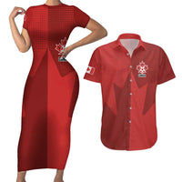 Canada Soccer Maple Leaf Custom Couples Matching Short Sleeve Bodycon Dress and Hawaiian Shirt Sporty Style - Wonder Print Shop
